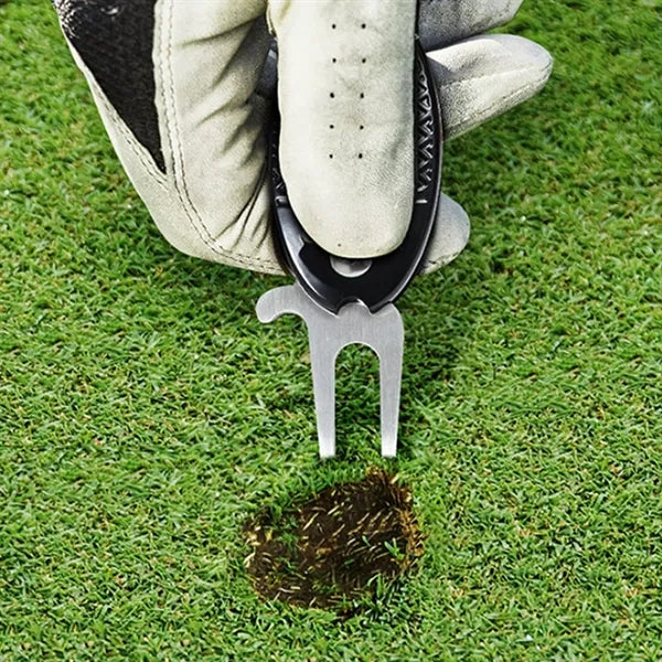 Premium Folding Aluminum Divot Tool W/ Magnetic Ball Marker