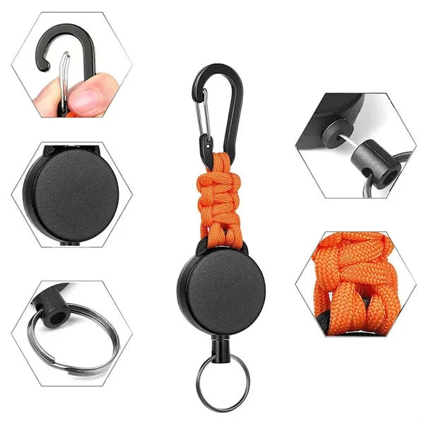 Retractable Keychain Carabiner Badge Holder