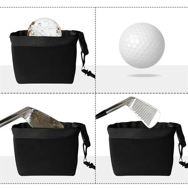 Neoprene Golf Ball and Club Head Cleaner Pouch with Clip