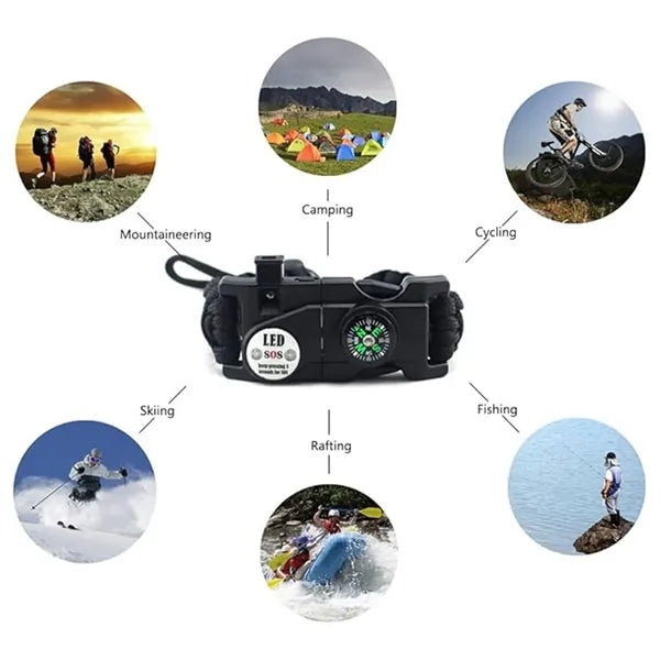 Outdoor Survival Paracord Bracelet with LED Light