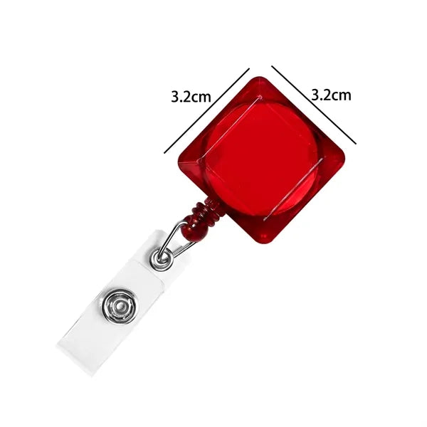 Translucent Square Retractable Badge Reel with Vinyl Strap