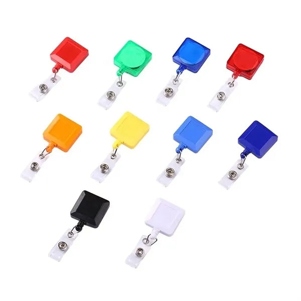 Translucent Square Retractable Badge Reel with Vinyl Strap
