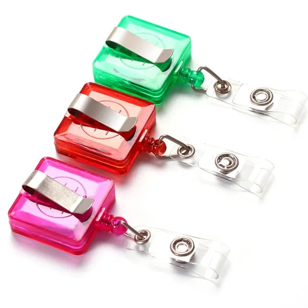 Translucent Square Retractable Badge Reel with Vinyl Strap