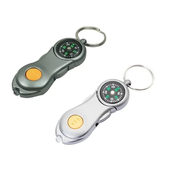 Outdoor Compass Keychain with LED Light