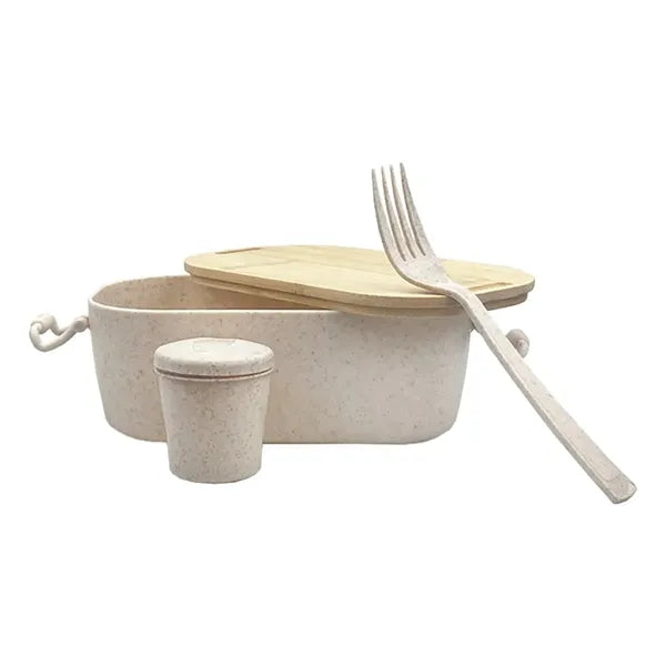 Eco-Friendly Wheat Straw Bento Lunch Box Set w/ Lid & Cup