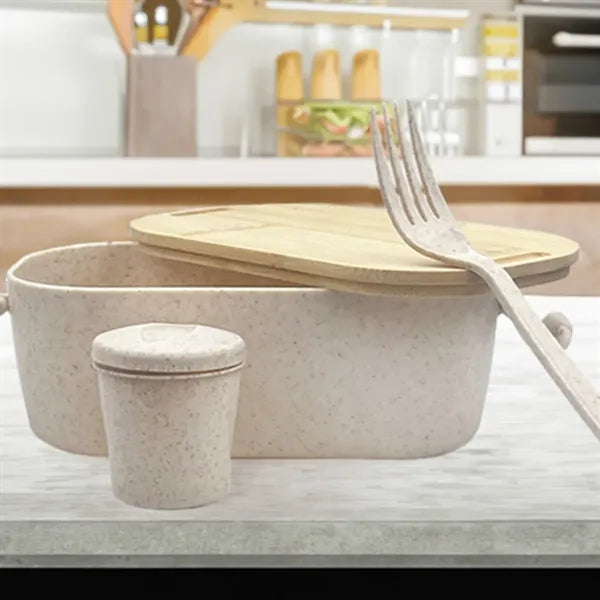 Eco-Friendly Wheat Straw Bento Lunch Box Set w/ Lid & Cup