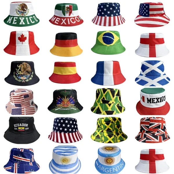 Country Flag Print Bucket Hat Summer Sun Fisherman Cap