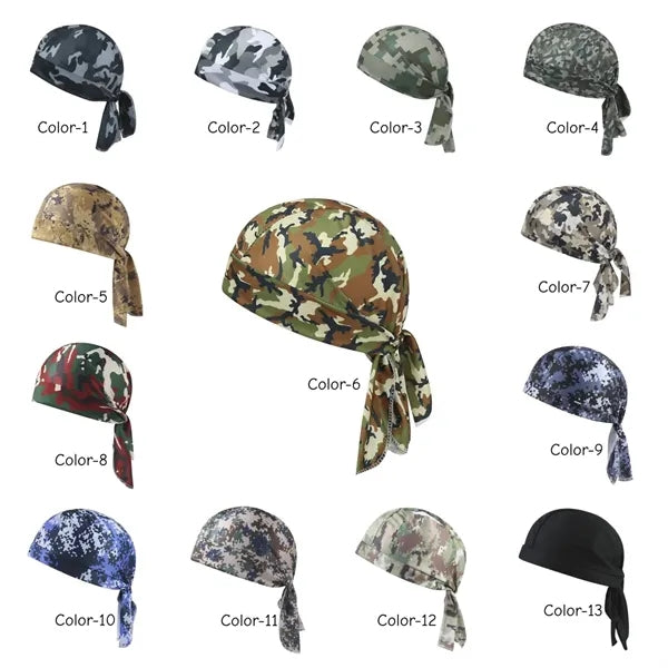 Camouflage Durag Headwrap Breathable Skull Cap Outdoor Use