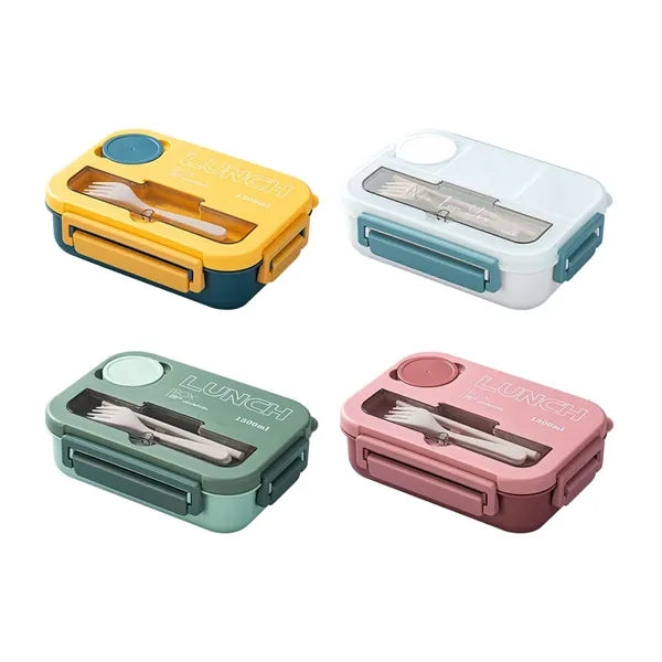 Leak-Proof Compartment Bento Lunch Box w/ Sauce Cup&Cutlery