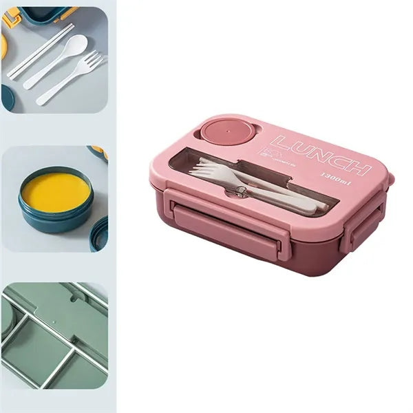 Leak-Proof Compartment Bento Lunch Box w/ Sauce Cup&Cutlery
