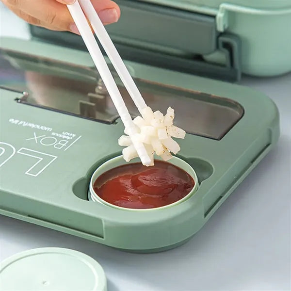 Leak-Proof Compartment Bento Lunch Box w/ Sauce Cup&Cutlery
