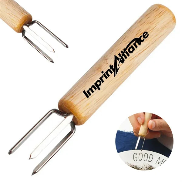 Wooden Handle Stainless Steel Corn Cob Holders & BBQ Forks