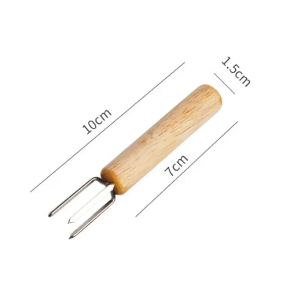 Wooden Handle Stainless Steel Corn Cob Holders & BBQ Forks