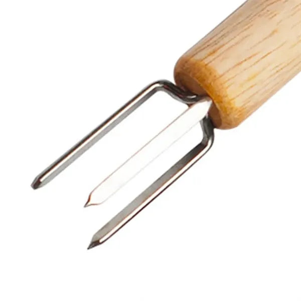 Wooden Handle Stainless Steel Corn Cob Holders & BBQ Forks
