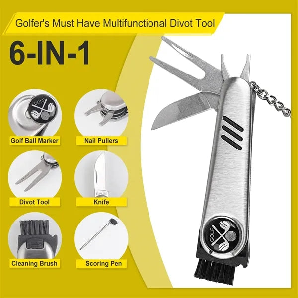 6 in 1 Golf Multifunctional Divot Repair Tool