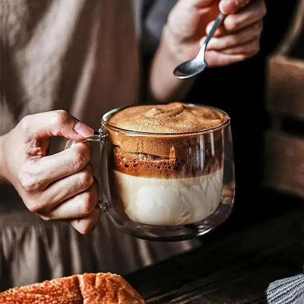 10Oz Double Wall Glass Coffee Mugs