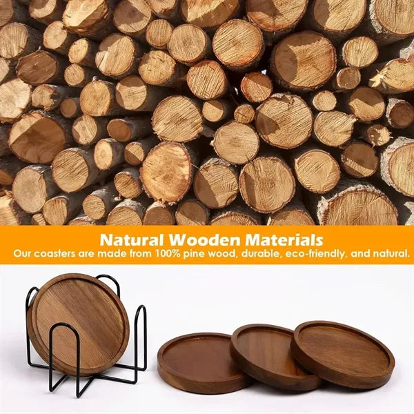 Wooden Coasters With Holder
