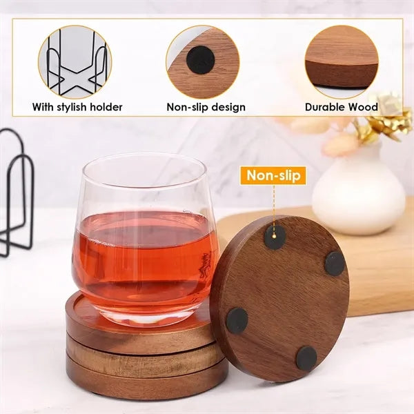 Wooden Coasters With Holder