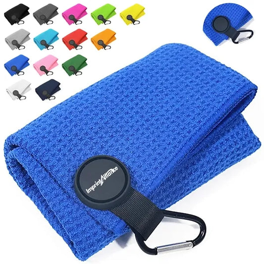 Microfiber Waffle Weave Golf Towel with Magnetic Attachment