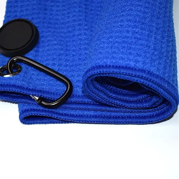 Microfiber Waffle Weave Golf Towel with Magnetic Attachment