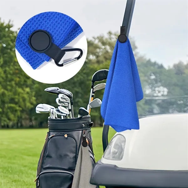 Microfiber Waffle Weave Golf Towel with Magnetic Attachment