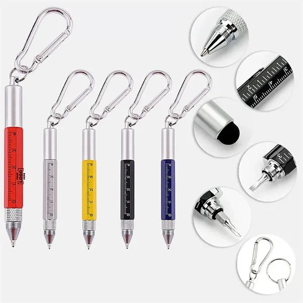6 In 1 Multi Function Tool Pen With Key Ring