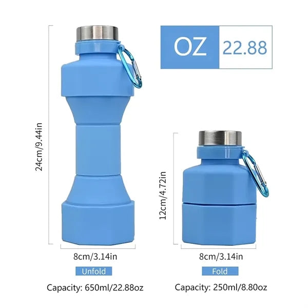 Collapsible Silicone Dumbbell Water Bottle With Keychain