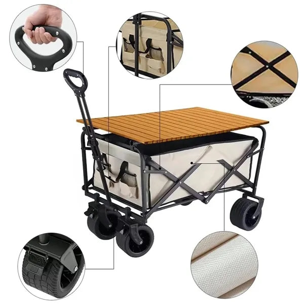 Foldable Outdoor Wagon Cart with Table