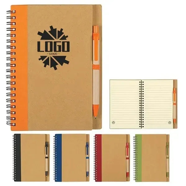 Kraft Paper Spiral Notebook with Pen