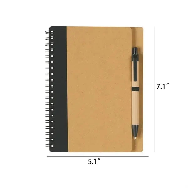 Kraft Paper Spiral Notebook with Pen
