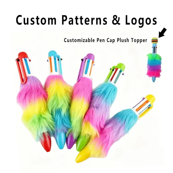 6-in-1 Fluffy Retractable Multicolor Ballpoint Pens