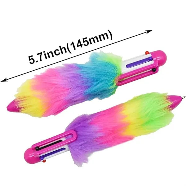 6-in-1 Fluffy Retractable Multicolor Ballpoint Pens