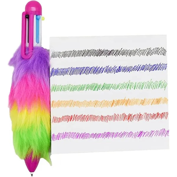 6-in-1 Fluffy Retractable Multicolor Ballpoint Pens