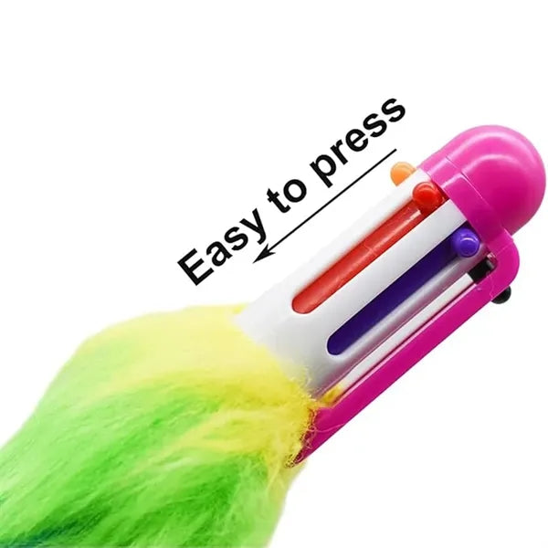 6-in-1 Fluffy Retractable Multicolor Ballpoint Pens