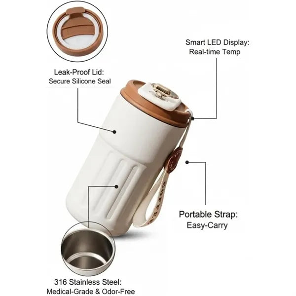 LED Temp Display 15oz Insulated Travel Coffee Mug