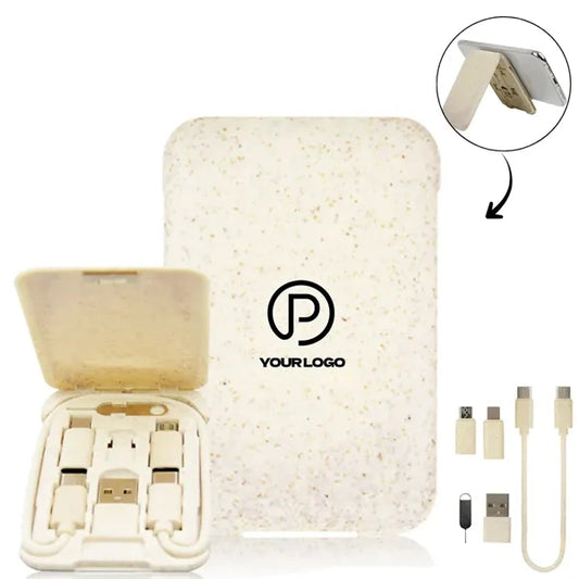 Eco-friendly charging cable organizer set with phone holder