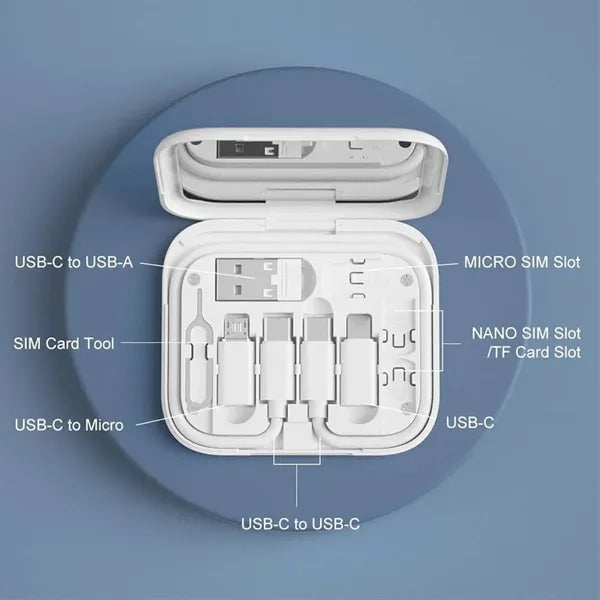 9-in-1 multi charging cable storage box for phones & devices