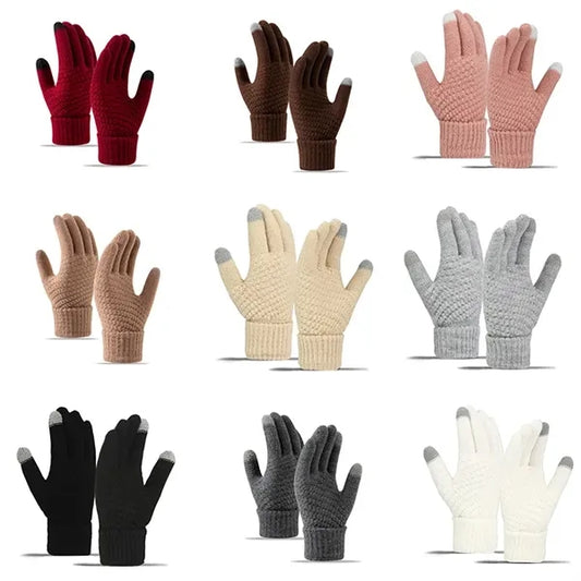 Fleece Lined Thickened Knitted Touch Screen Gloves