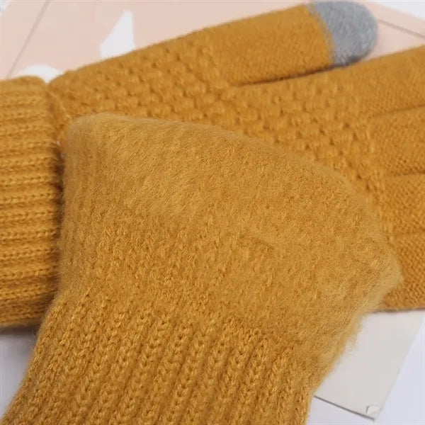 Fleece Lined Thickened Knitted Touch Screen Gloves