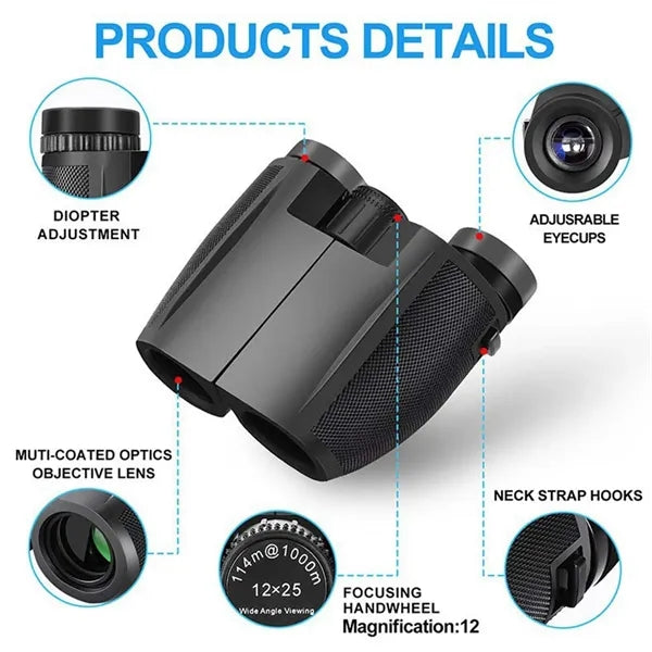12x25 compact binoculars portable for cruise & camping