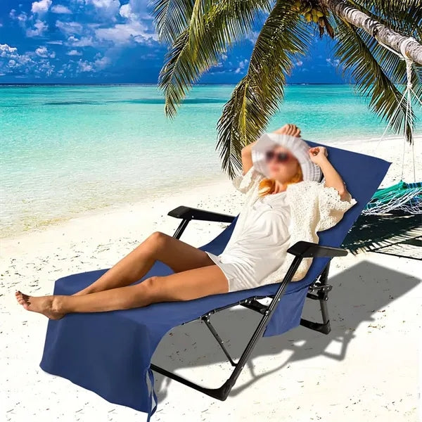 85 x 30 in beach chair towel cover with pockets for holidays