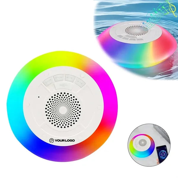 Waterproof floating speaker with colorful light for pool spa