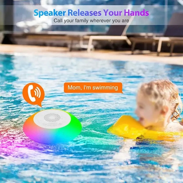 Waterproof floating speaker with colorful light for pool spa