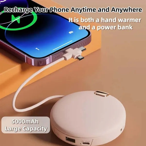 Rechargeable hand warmer 3 in 1 with power bank & mirror