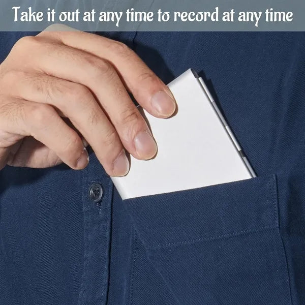 Aluminum Pocket Notebook with Pen & Tearable Notes