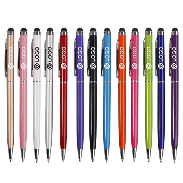 Aluminum Rubber Tip Stylus Ballpoint Pen w/ Black Ink