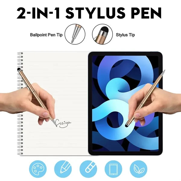 Aluminum Rubber Tip Stylus Ballpoint Pen w/ Black Ink