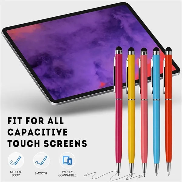 Aluminum Rubber Tip Stylus Ballpoint Pen w/ Black Ink