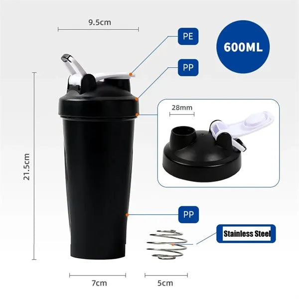 20oz Shaker Bottle with Wire Whisk Ball
