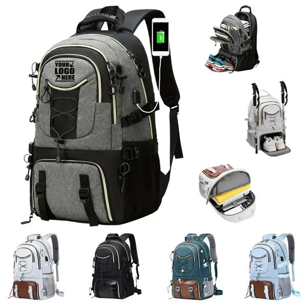 Large capacity hiking backpack with independent shoe cabinet